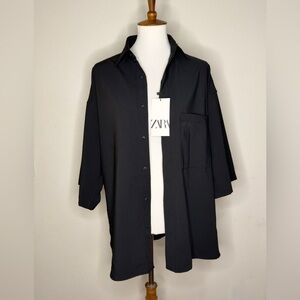 Zara Men's Classic Black Button-Down Shirt NWT